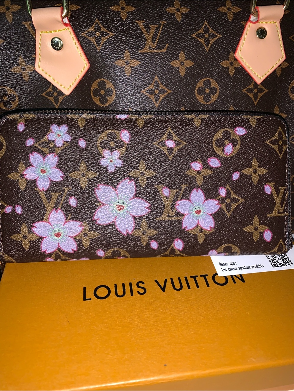 Monogram fashion sakura zipper long Wallet